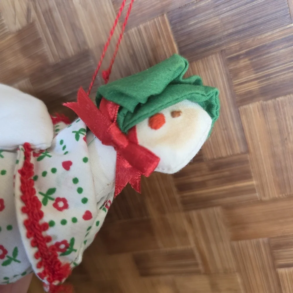 Mother Goose Christmas Ornament Stuffed Fabric‎ Vintage Cottagecore Grandmacore